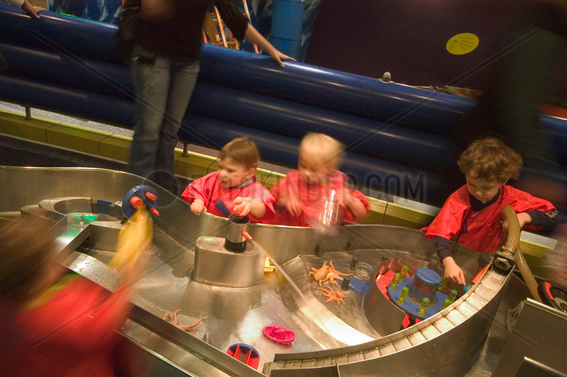 Children playing in The Water Zone,  Science Museum,  London,  2007.