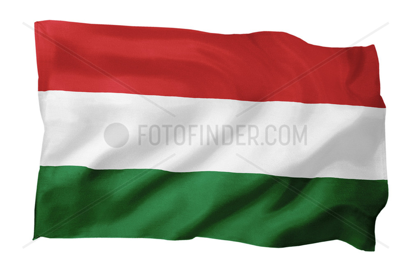 Fahne von Ungarn (Motiv A; mit natuerlichem Faltenwurf und realistischer Stoffstruktur)