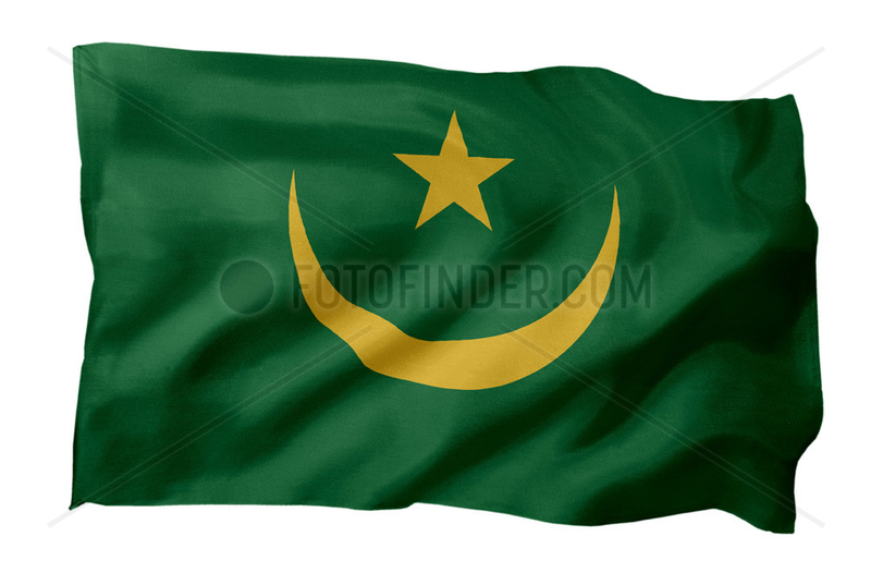 Fahne von Mauretanien (Motiv A; mit natuerlichem Faltenwurf und realistischer Stoffstruktur)