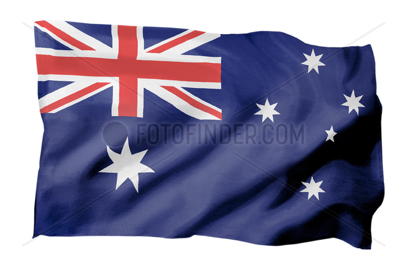 Fahne von Australien (Motiv A; mit natuerlichem Faltenwurf und realistischer Stoffstruktur)