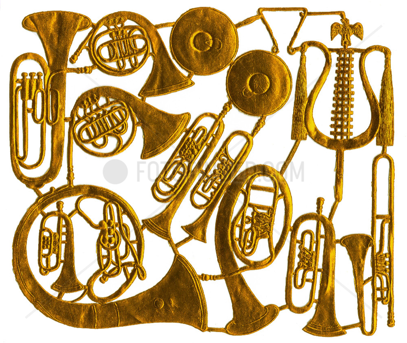 Blechblasinstrumente aus Papier,  Deko,  um 1905