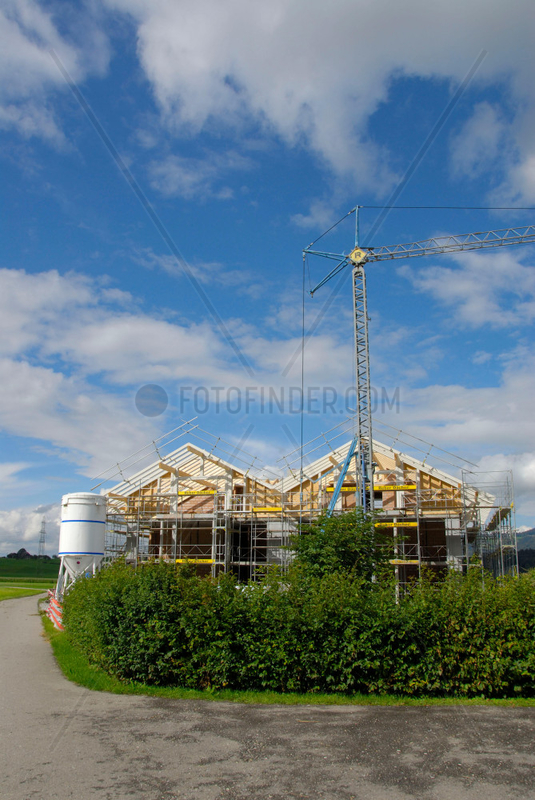 Hausbaustelle in der Schweiz.