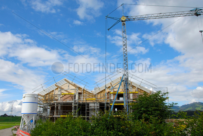 Hausbaustelle in der Schweiz.
