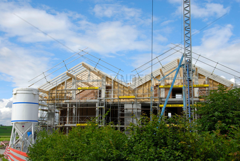 Hausbaustelle in der Schweiz.