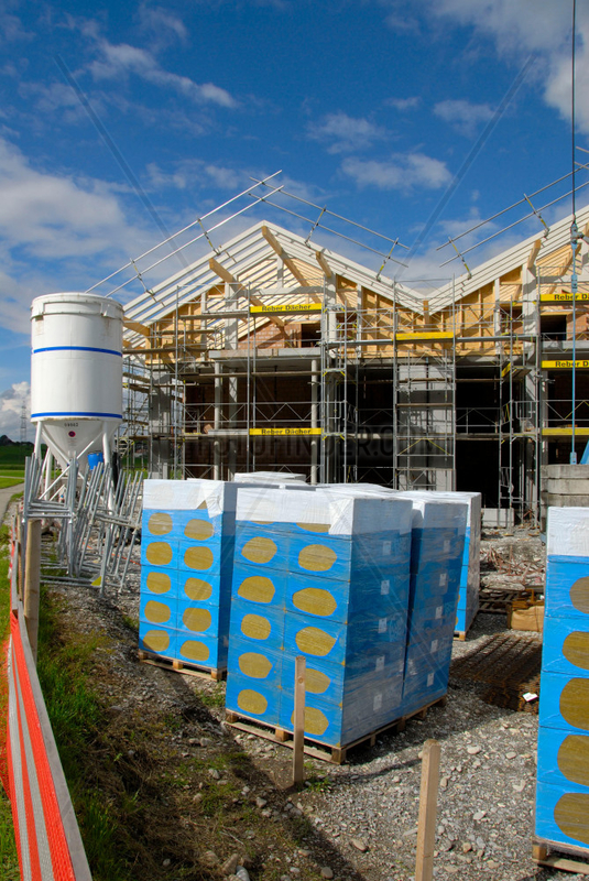 Hausbaustelle in der Schweiz.