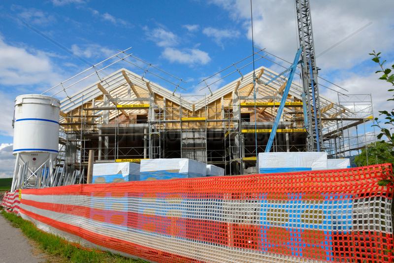 Hausbaustelle in der Schweiz.