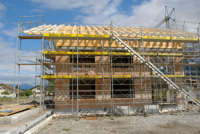 Hausbaustelle in der Schweiz.
