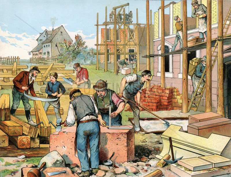 Hausbau,  Handwerker,  1885
