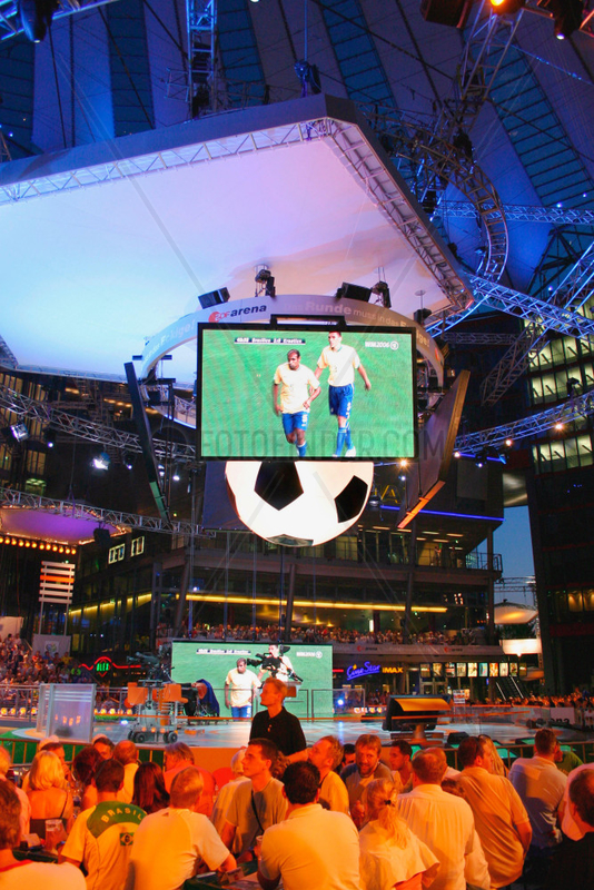 Germany. Berlin - Sony Center. Fussballfans in der ZDF Arena fuer die WM 2006