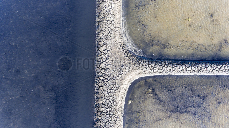 Aerial view of the salt marshes of Guerande,  Atlantic coast,  France