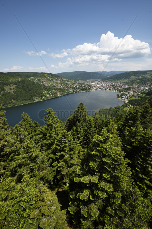 Gerardmer,  the lake and the city from the observatory tower of Merelle,  Vosges,  France