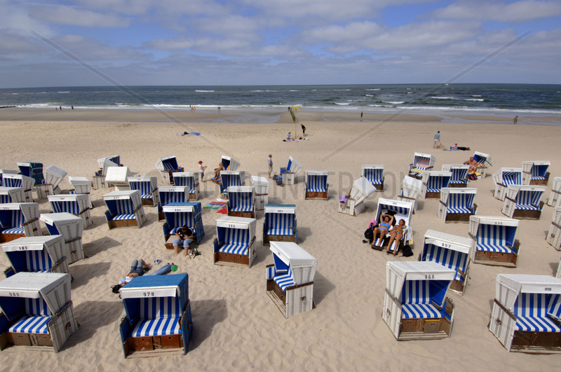 Sylt,  beach chairs at Westerland beach