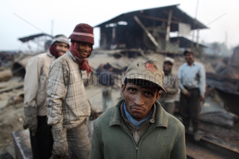 Workers on a ship breaking yards in Bangladesh