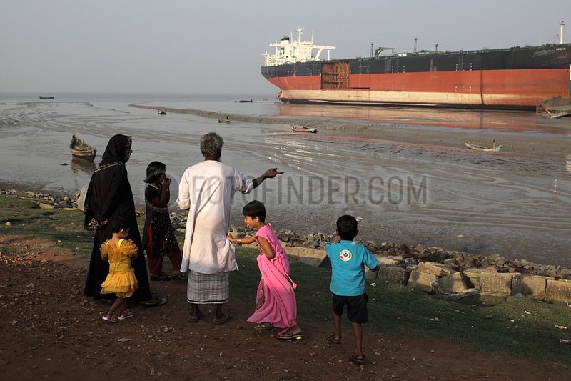 A family outing near a construction site in Bangladesh