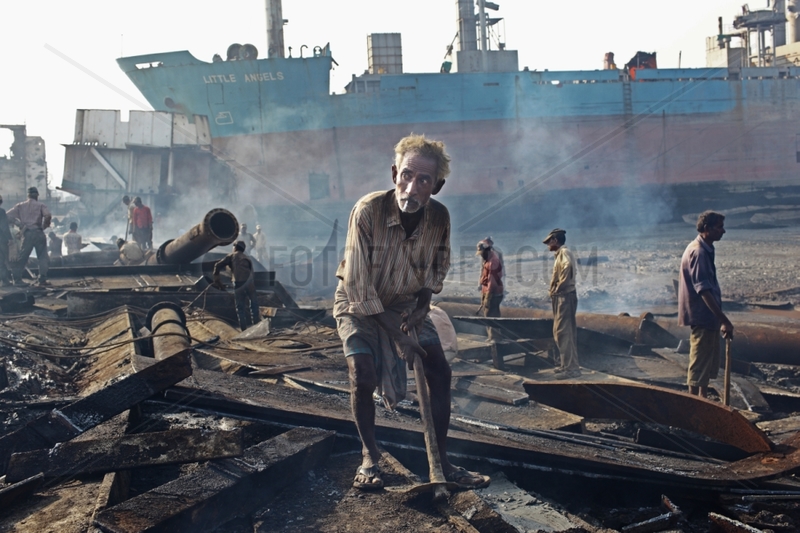 Construction workers of ship breaking in Bangladesh