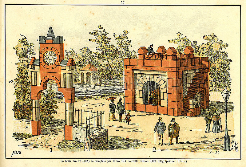 Bauvorlage fuer einen Zoo,  Tierpark,  Baukasten,  Firma F. AD. Richter & Cie.,  Rudolstadt,  Spielwaren,  1900