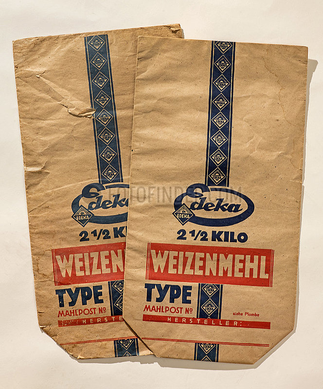 alte original Edeka Papiertueten fuer Weizenmehl,  1929