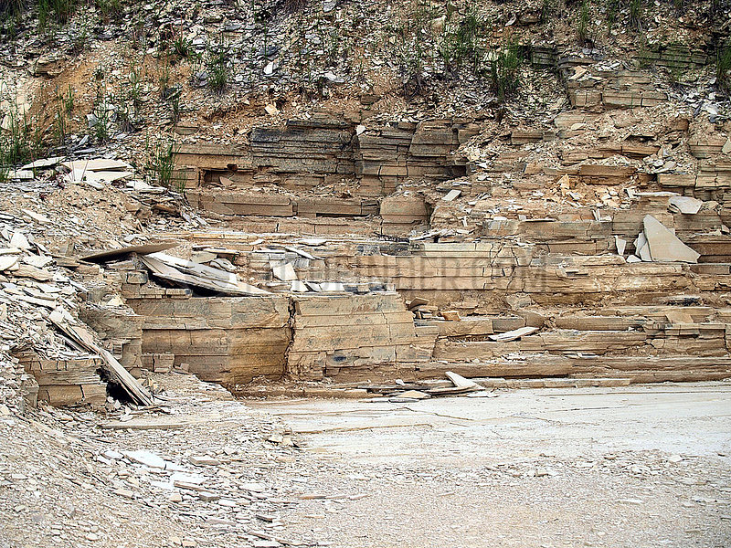 Abbau der Kalkplatten bei Solnhofen.