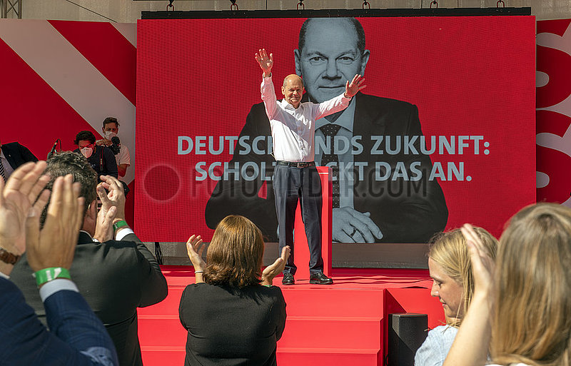 Olaf Scholz,  Kanzlerkandidat der SPD,  Wahlkundgebung,  Muenchen,  18. September 2021