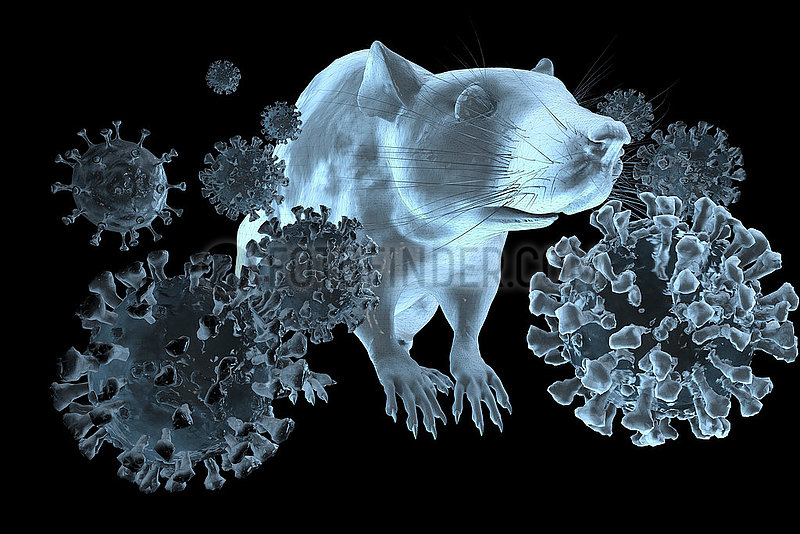 CGI-Visualisierung: Coronavirus,  Mutationen Delta Omicron