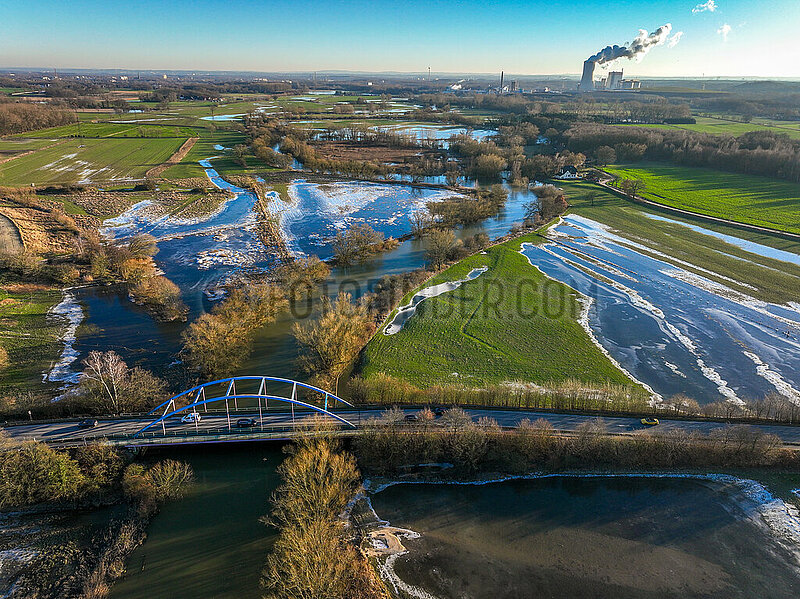 Hochwasser an der Lippe,  Selm,  Nordrhein-Westfalen,  Deutschland