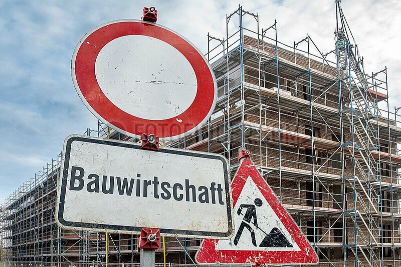Symbolische Schilder Bauwirtschaft