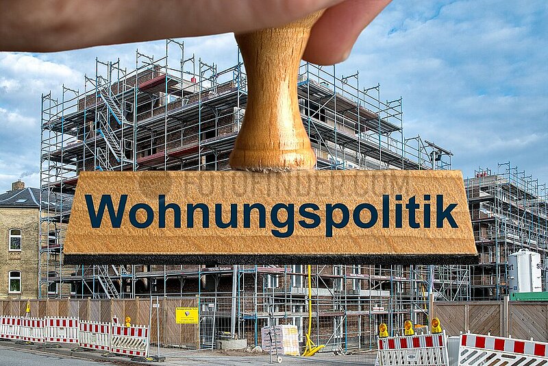 Symbolischer Stempel Wohnungspolitik