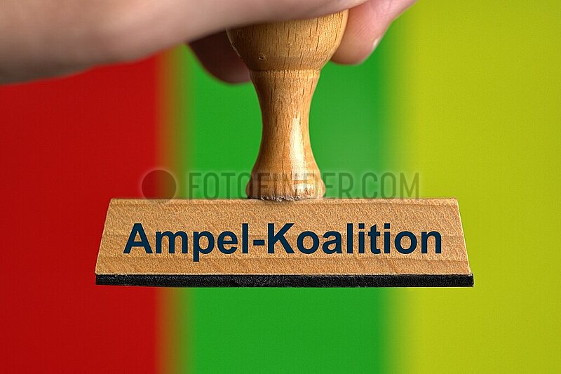 Symbolischer Stempel mit der Aufschrift Ampel-Koalition 