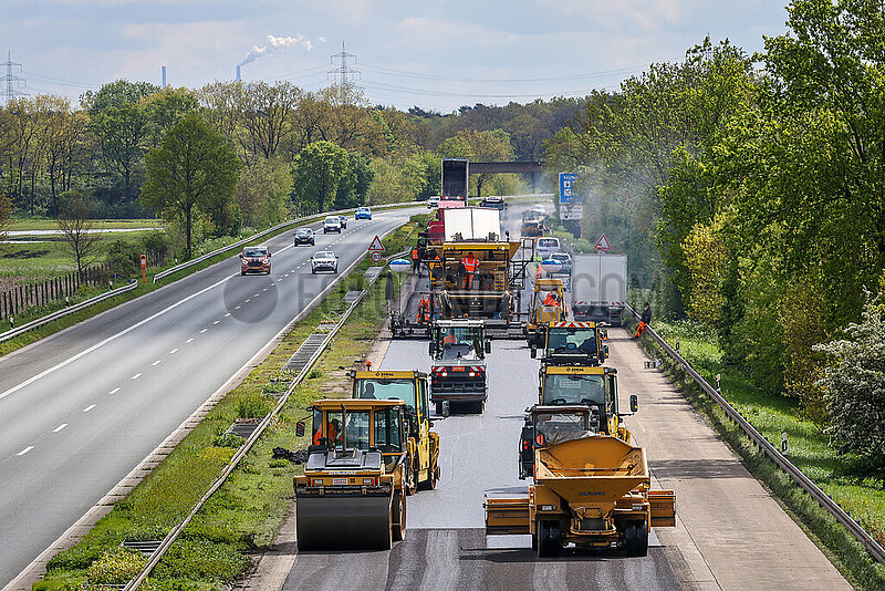 Strassenbau,  Sanierung der Autobahn A3,  Wesel,  Nordrhein-Westfalen,  Deutschland