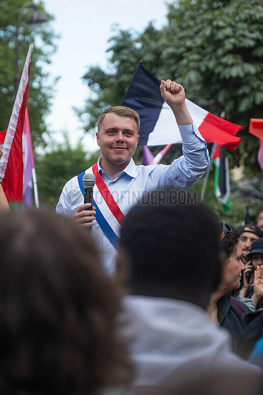 Kundgebung der Nouveau Front Populaire am 14. Juli, Bastille Day in Paris