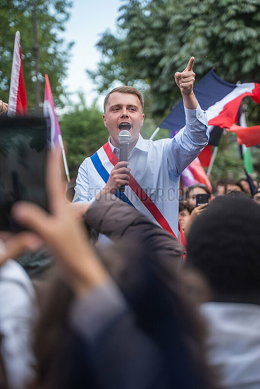 Kundgebung der Nouveau Front Populaire am 14. Juli, Bastille Day in Paris