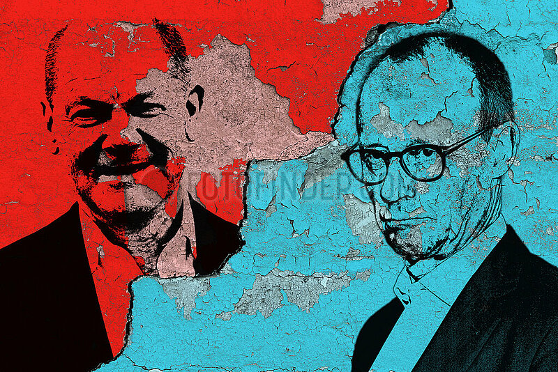 Olaf Scholz vs. Friedrich Merz - Abgeplatzte Farbe