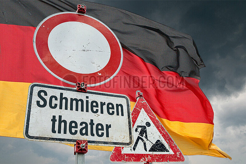 Symbolische Schilder Schmierentheater