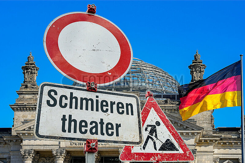 Symbolische Schilder Schmierentheater