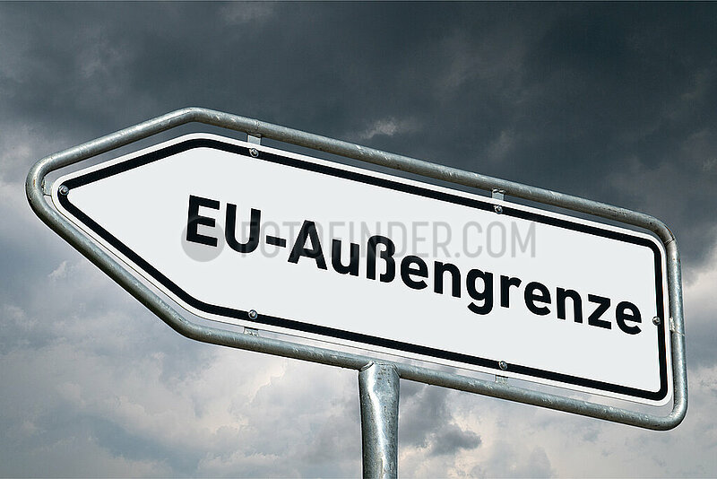 Symbolischer Wegweiser EU-Aussengrenze