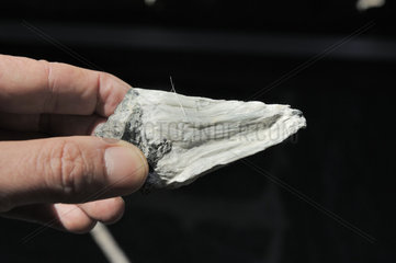 Asbest-Mineral mit der typischen Faserstruktur.