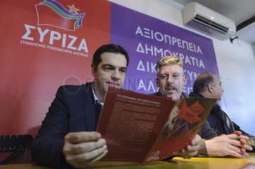 Spitzenkandidat Alexis Tsipras besucht die nordgriechische Stadt Drama
