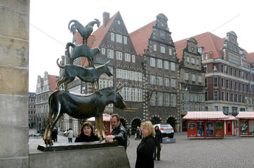 Wahrzeichen der Hansestadt Bremen sind die Stadtmusikanten.