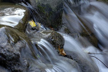 Wasserfall Stromschnelle fliesst ueber Steine