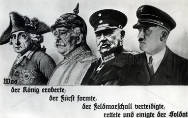 Propagandaplakat zeigt Koenig  Fuerst  Feldmarschall  Soldat