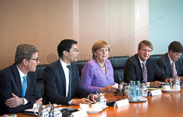 Westerwelle + Roesler + Merkel + Pofalla + von Kladen