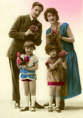 Familie mit Blumen
