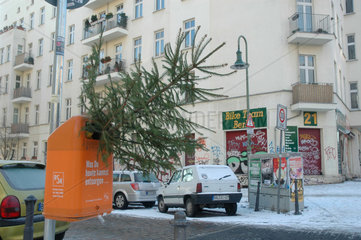 Weihnachtsbaum im Muelleimer