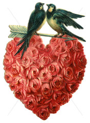 Herz aus roten Rosen  Liebessymbol  1910