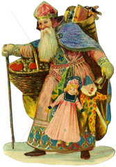 Heiliger Nikolaus bringt Geschenke  Oblate  1902