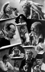 Lustige Grimassen - Schauspieler in verschiedenen Rollen 1910