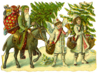Hl. Nikolaus bringt Geschenke  Weihnachten  1890