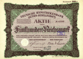 Historische Aktie  Deutsche Hypothekenbank  1926