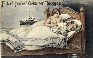 Geburten Rueckgang  Satire Postkarte Erster Weltkrieg
