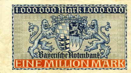 Eine Million Mark  Inflationsgeld  Bayern  1923